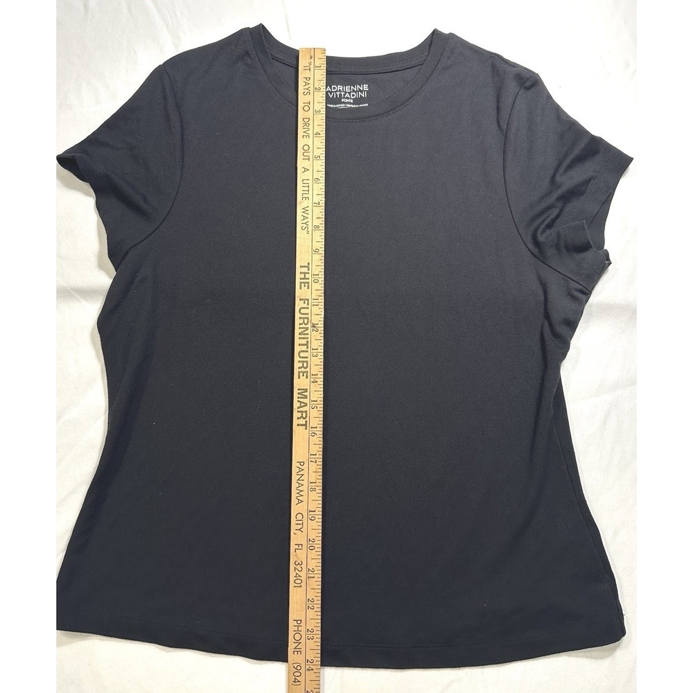 Adrienne Vittadini Womens Black Ponte Knit Short Sleeve Crew Neck T-Shirt L - Picture 4 of 4